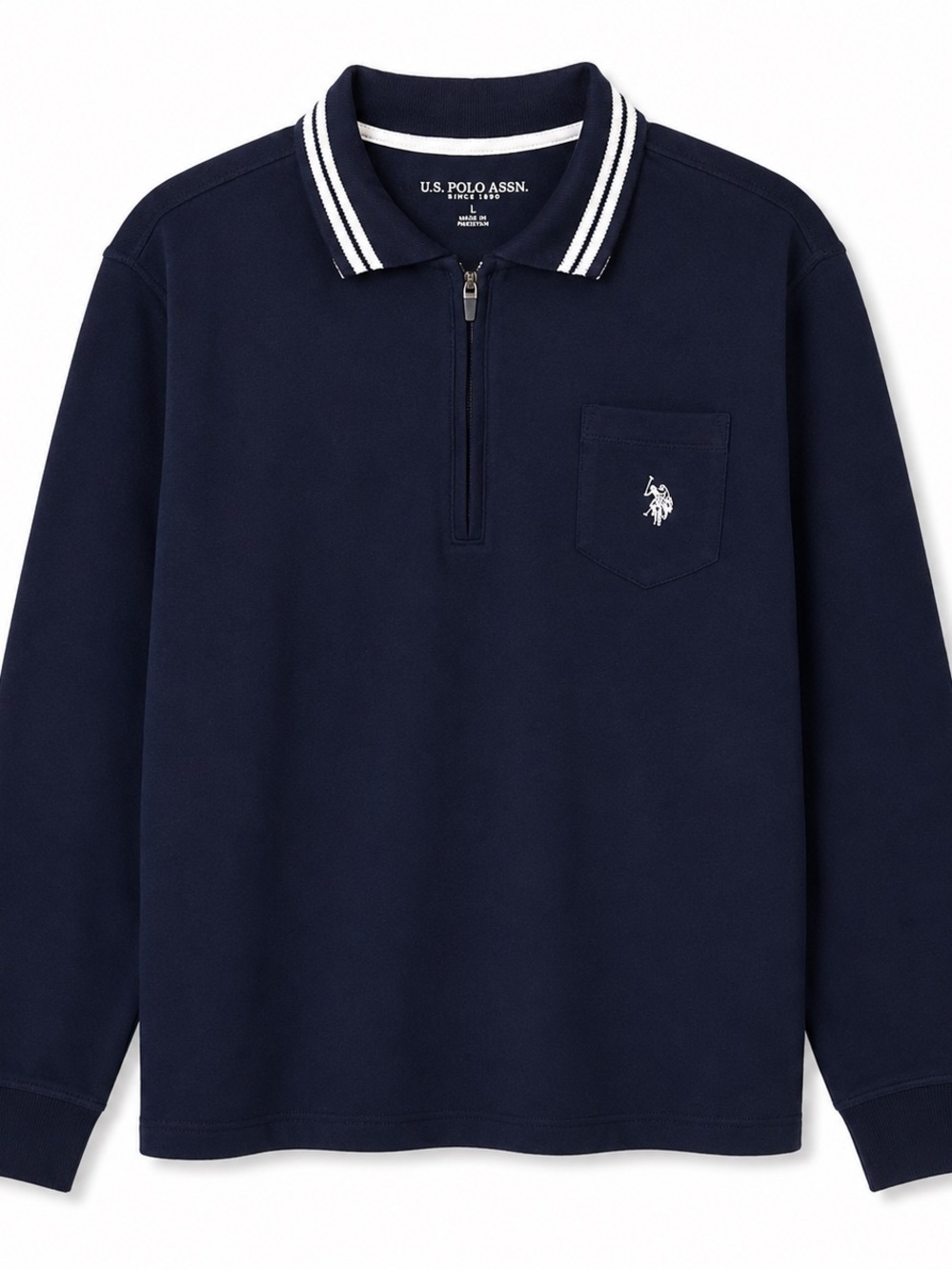 U.S. Polo Assn. Men’s L Quarter-Zip French Terry Pullover Navy NWT